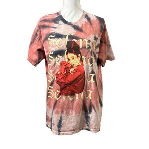Selena Quintanilla Tie-Dye Graphic Short Sleeve T-Shirt Womens L/G Pink & Black